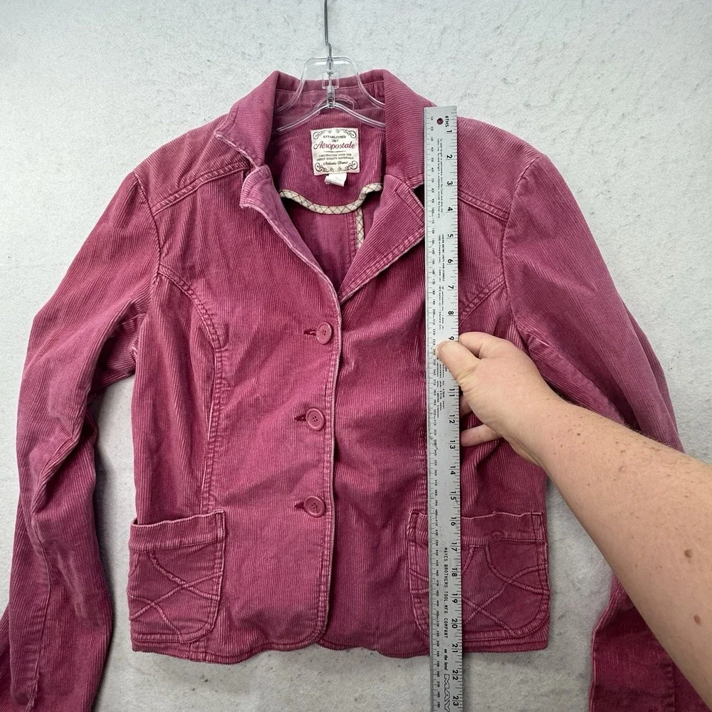VTG Y2K‎ Aeropostale Fitted Womens Large Corduroy Jacket Blazer Pink Mall Preppy